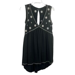 New-miss Me Deep V neck, Embroidered, Empire Waist, Hi-Lo, Mini Dress